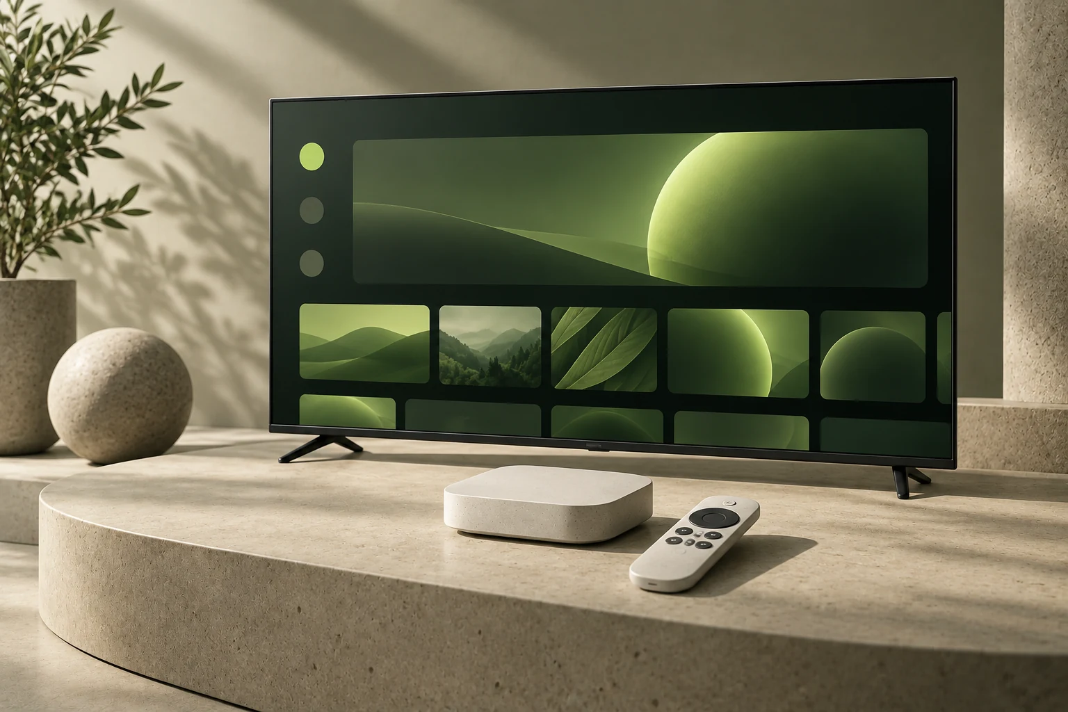 Телевизор, приставка и пульт для Android TV